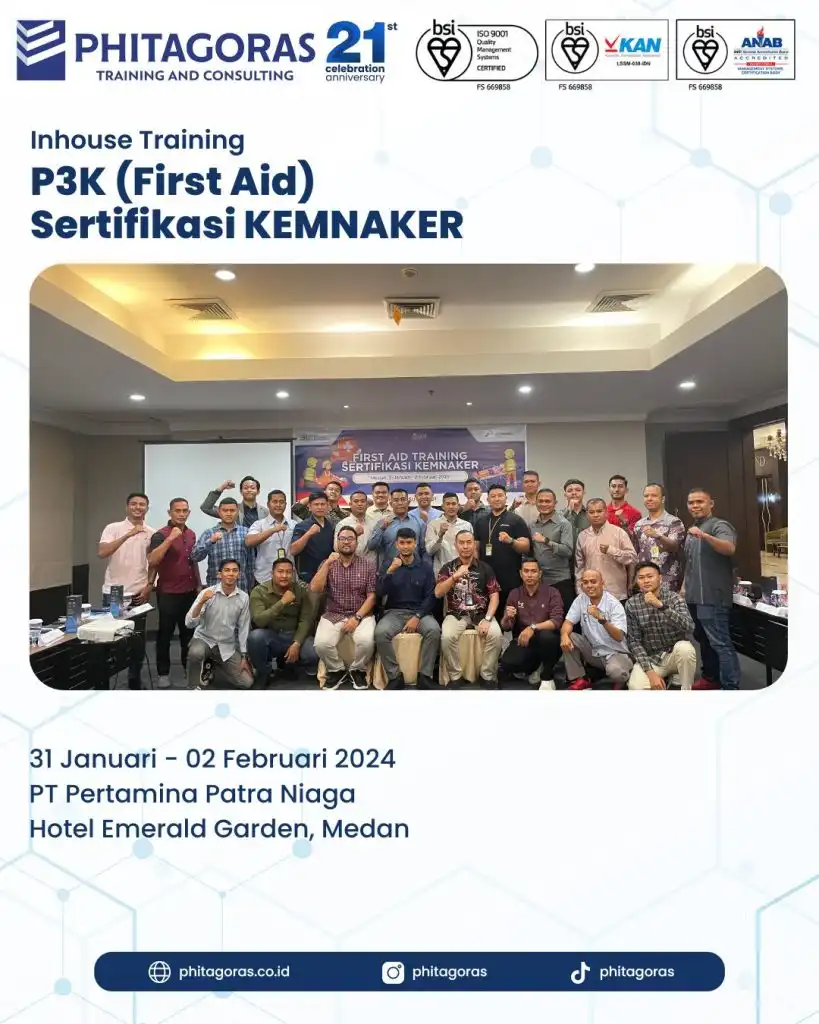 Inhouse Training P3K First Aid Sertifikasi KEMNAKER PT Pertamina