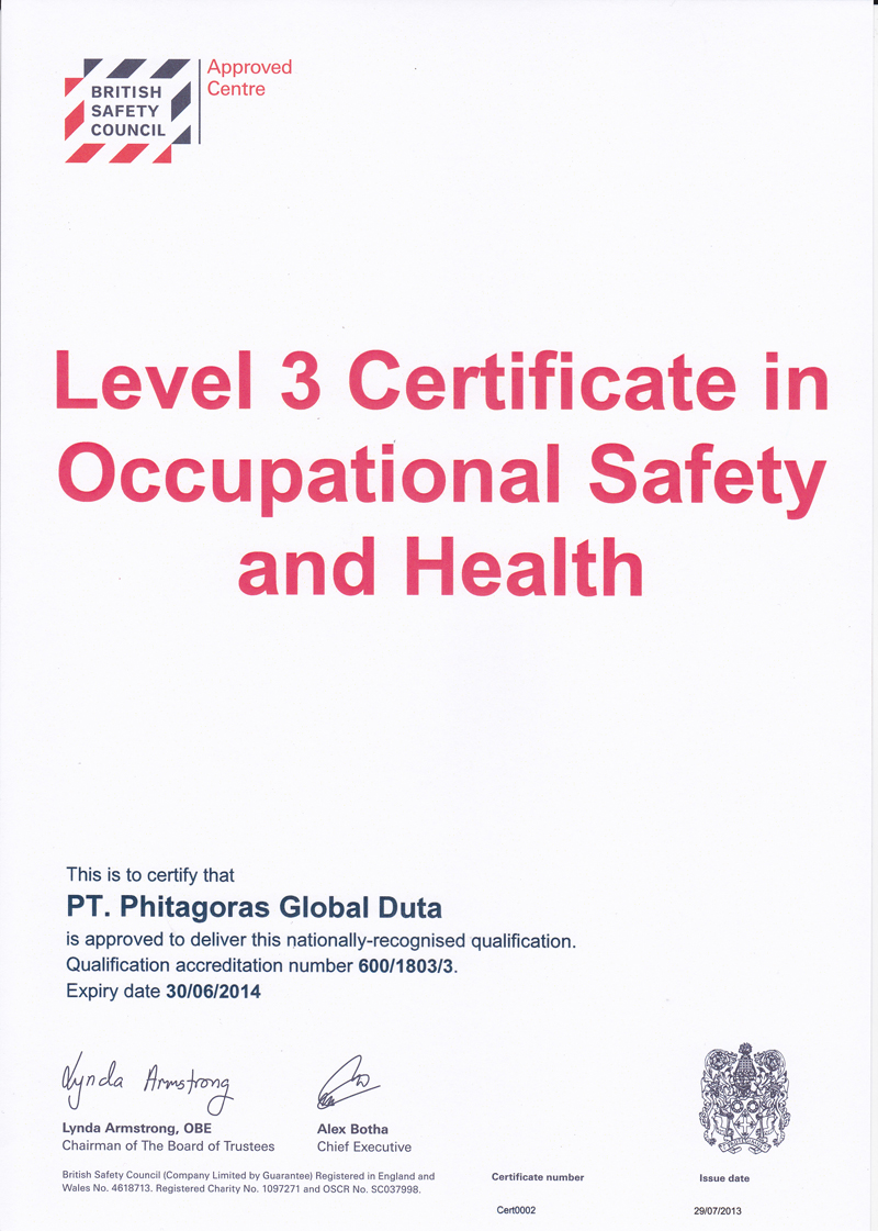 British Safety Council Level 3 Certificate in Occupational Safety and health
