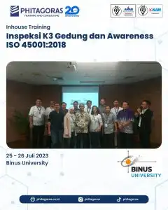 Inhouse Training Inspeksi K3 Gedung dan Awareness ISO 45001:2018 - Binus University