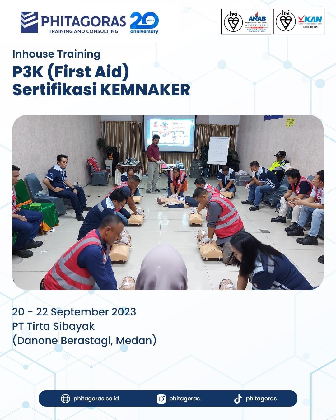 Inhouse Training P3K (First Aid) Sertifikasi KEMNAKER - PT Tirta Sibayak (Danone Berastagi, Medan)
