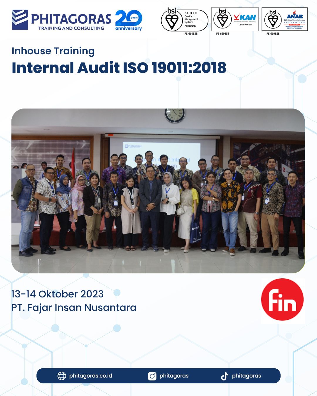 Inhouse Training Internal Audit ISO 190112018 - PT. Fajar Insan Nusantara