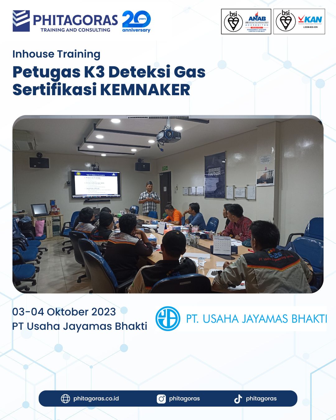 Inhouse Training Petugas K3 Deteksi Gas Sertifikasi KEMNAKER - PT Usaha Jayamas Bhakti