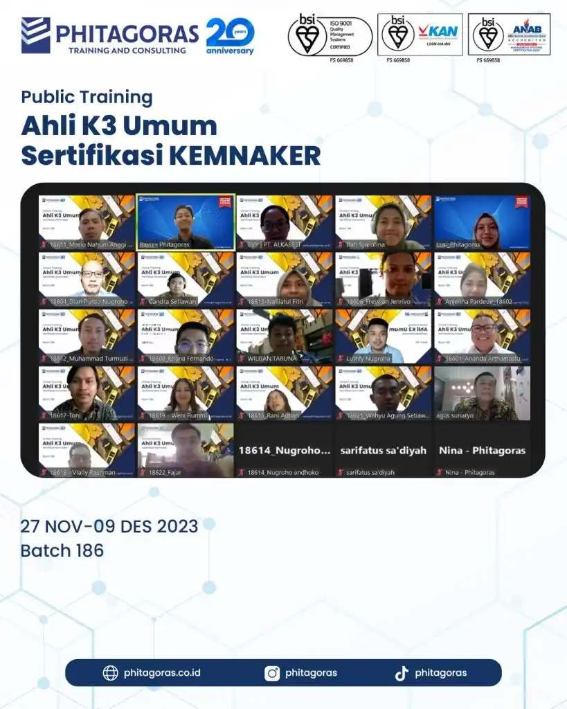 Public Training Ahli K3 Umum Sertifikasi KEMNAKER Batch 186 | Training ...