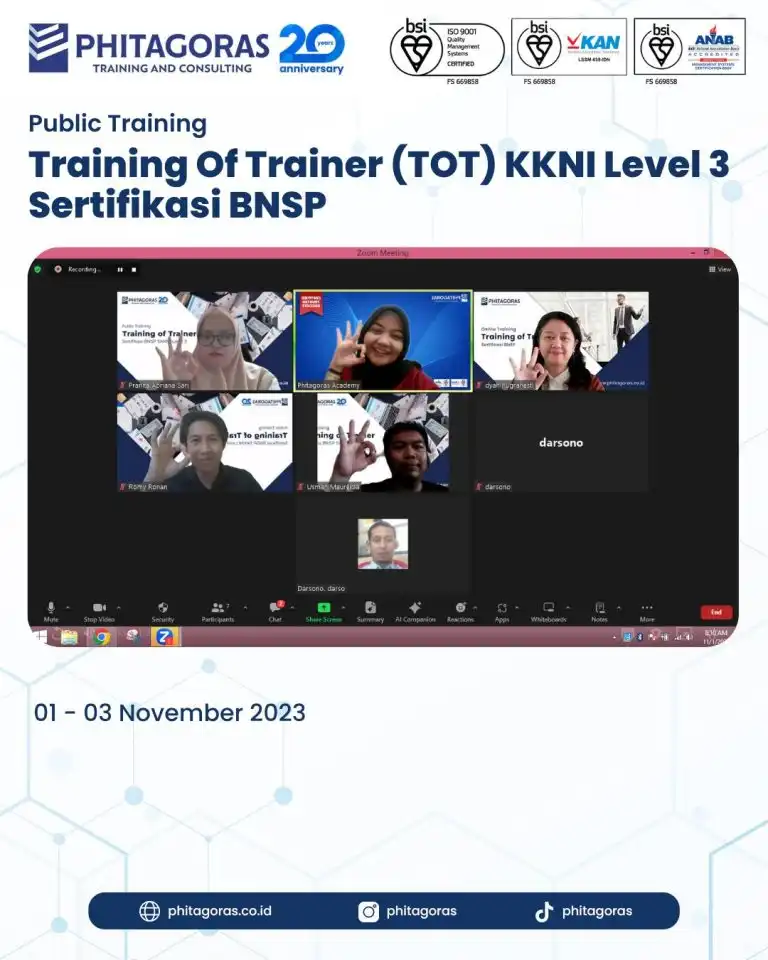 Public Training Of Trainer (TOT) KKNI Level 3 Sertifikasi BNSP ...