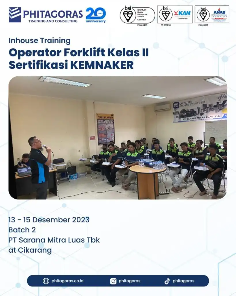 Inhouse Training Operator Forklift Kelas II Sertifikasi KEMNAKER - PT ...