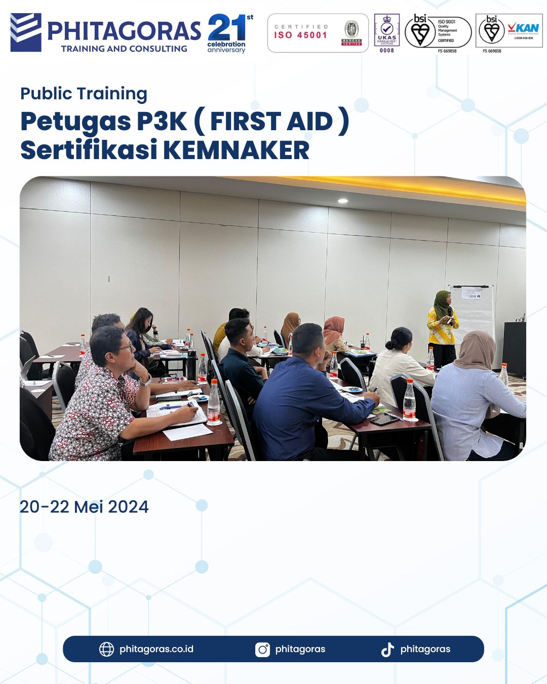 Public Training Petugas P3K (First Aid) Sertifikasi KEMNAKER 20-22 Mei 2024