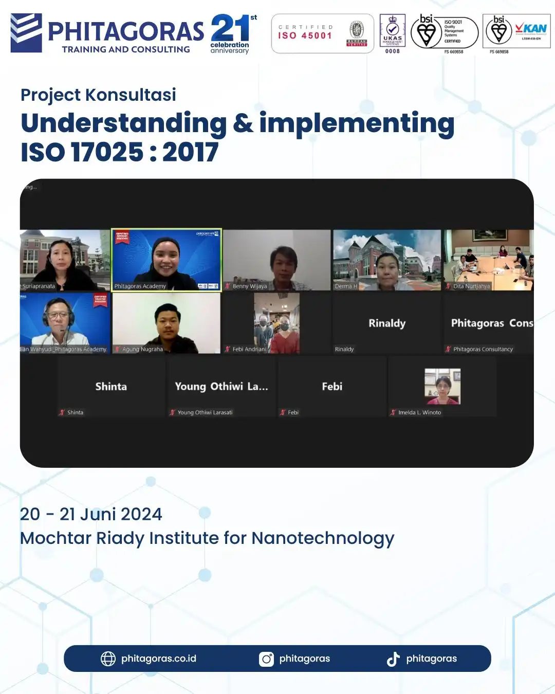 Project Konsultasi Understanding & Implementing ISO 17025:2017 - Mochtar Riady Institute for Nanotechnology 20-21 Juni 2024