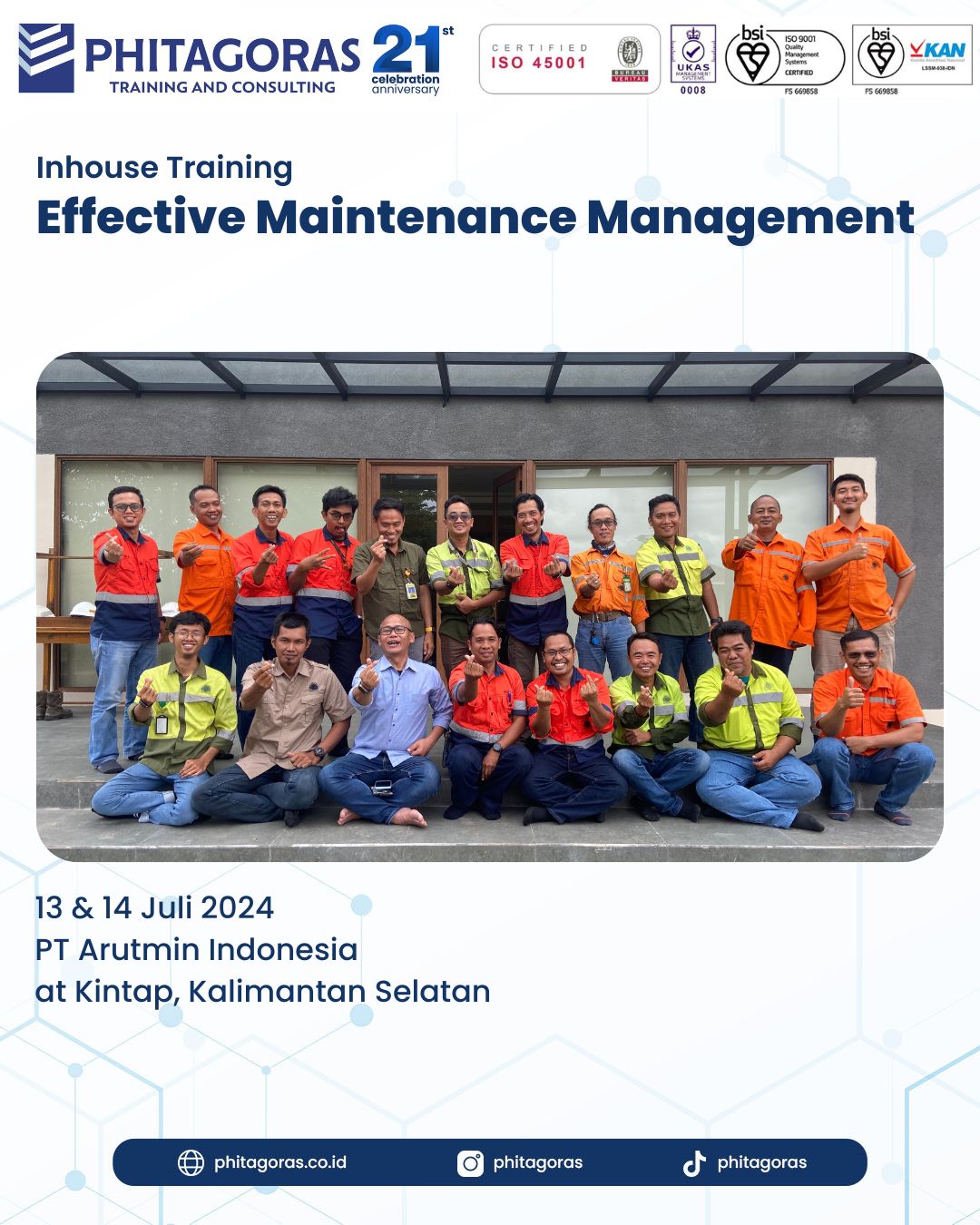Inhouse Training Effective Maintenance Management - PT Arutmin Indonesia
