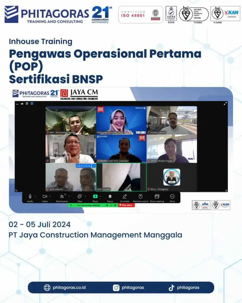 Inhouse Training Pengawas Operasional Pertama (POP) Sertifikasi BNSP ...