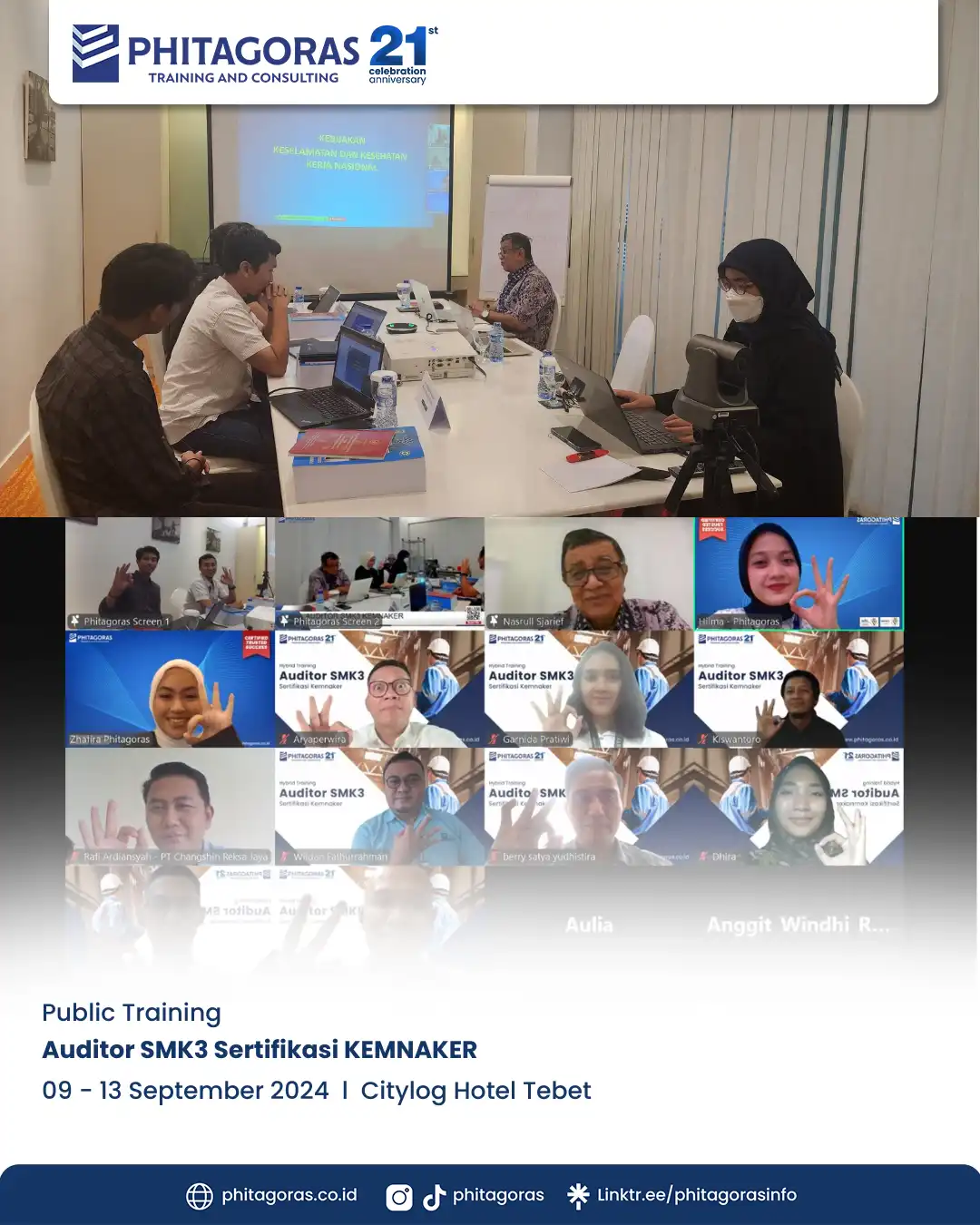 Public Training Auditor SMK3 Sertifikasi KEMNAKER Tanggal 09-13 September 2024