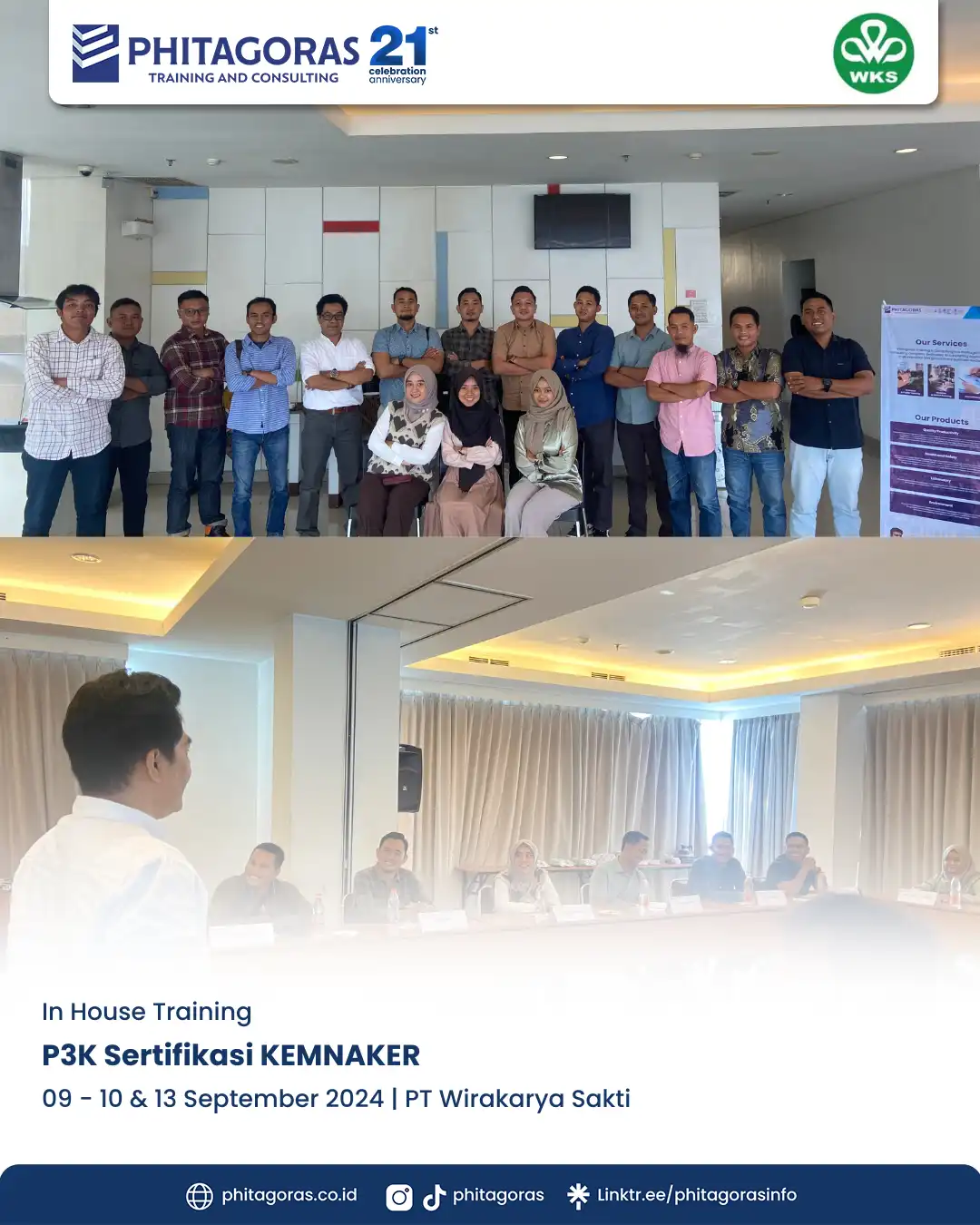 Inhouse Training P3K Sertifikasi KEMNAKER - PT Wirakarya Sakti Tanggal 09 - 10 & 13 September 2024