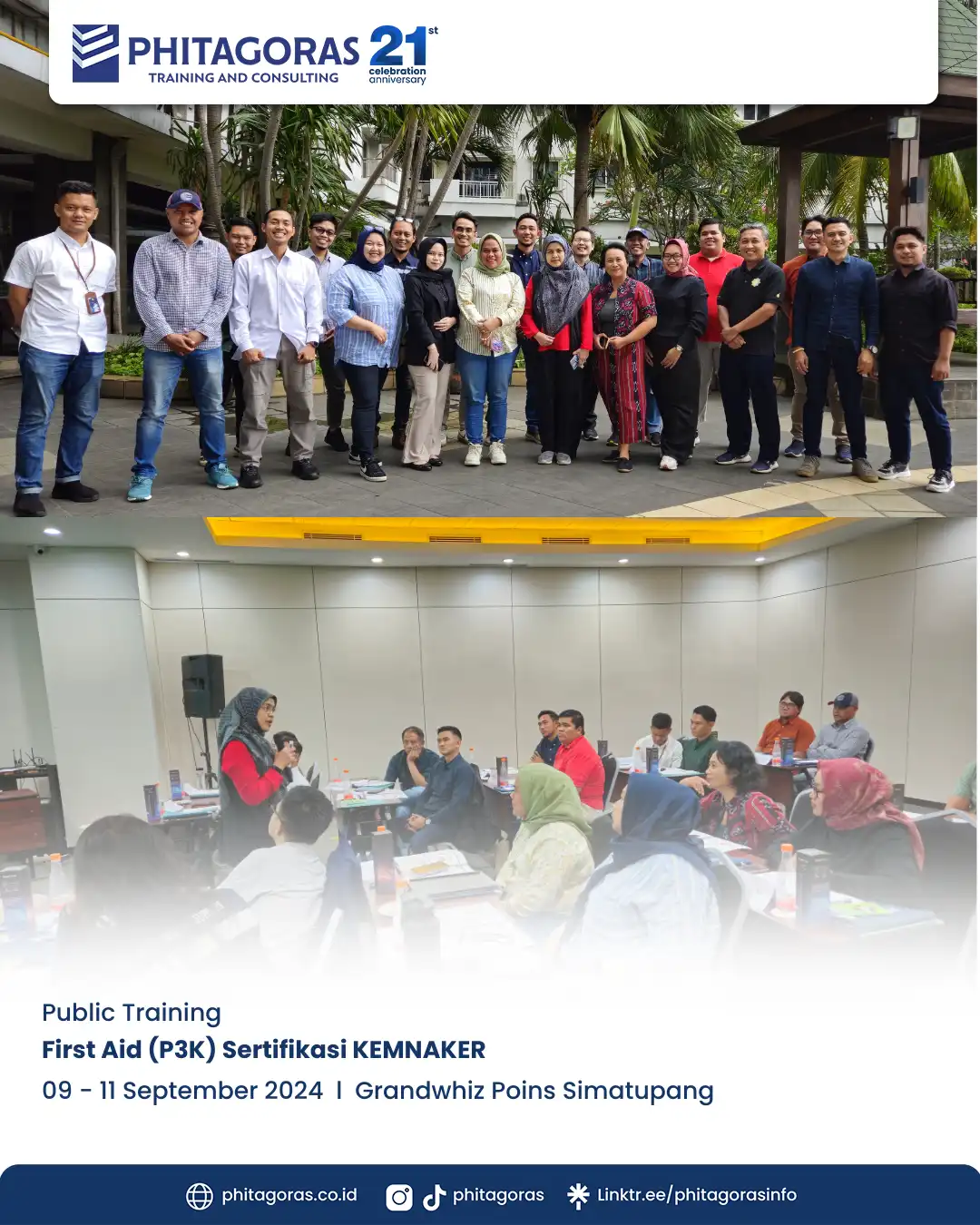 Public Training First Aid (P3K) Sertifikasi KEMNAKER Tanggal 9 - 11 September 2024