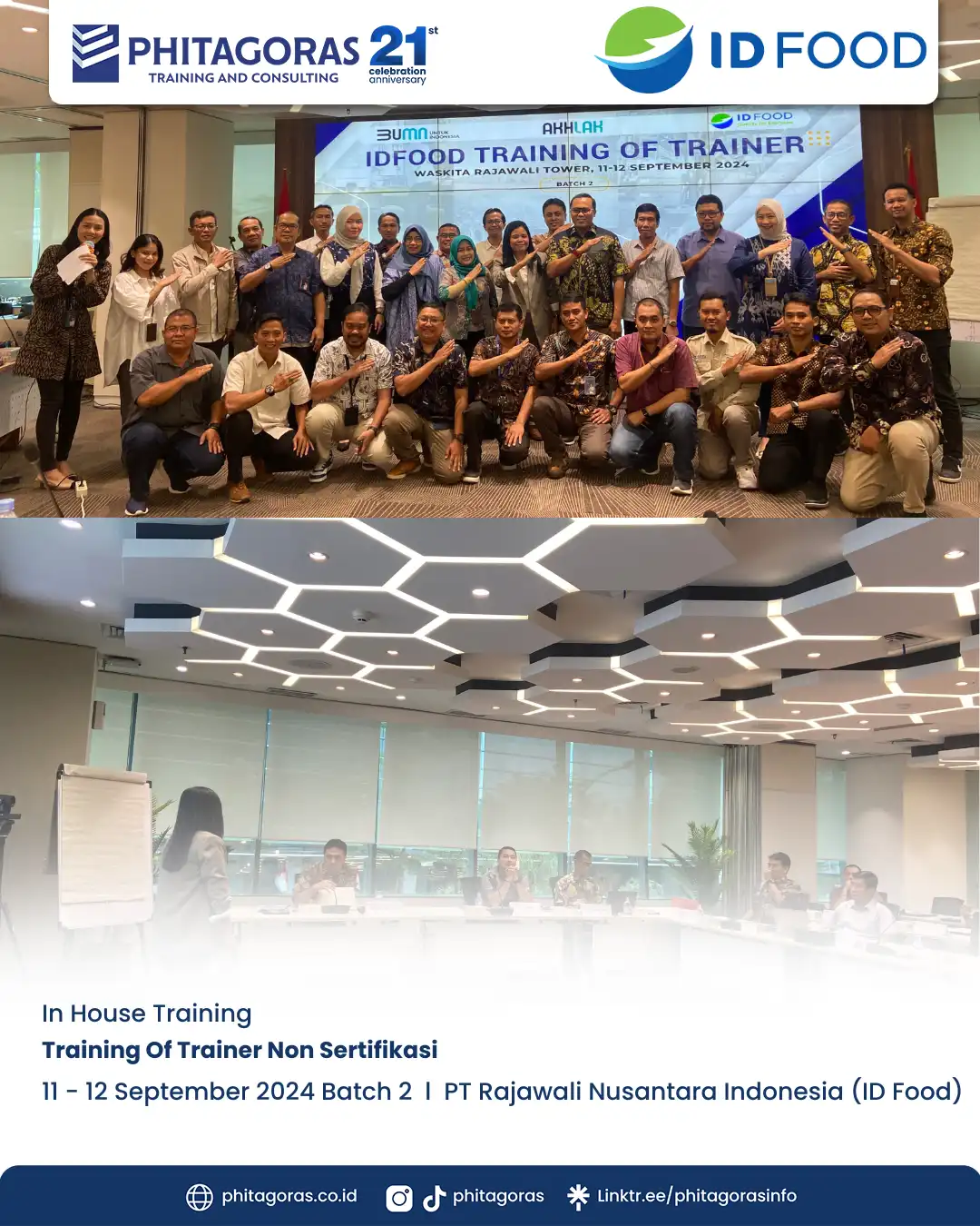 Inhouse Training of Trainer (Non Sertifikasi) - PT Rajawali Nusantara Indonesia (ID Food) Batch 2 11 - 12 September 2024