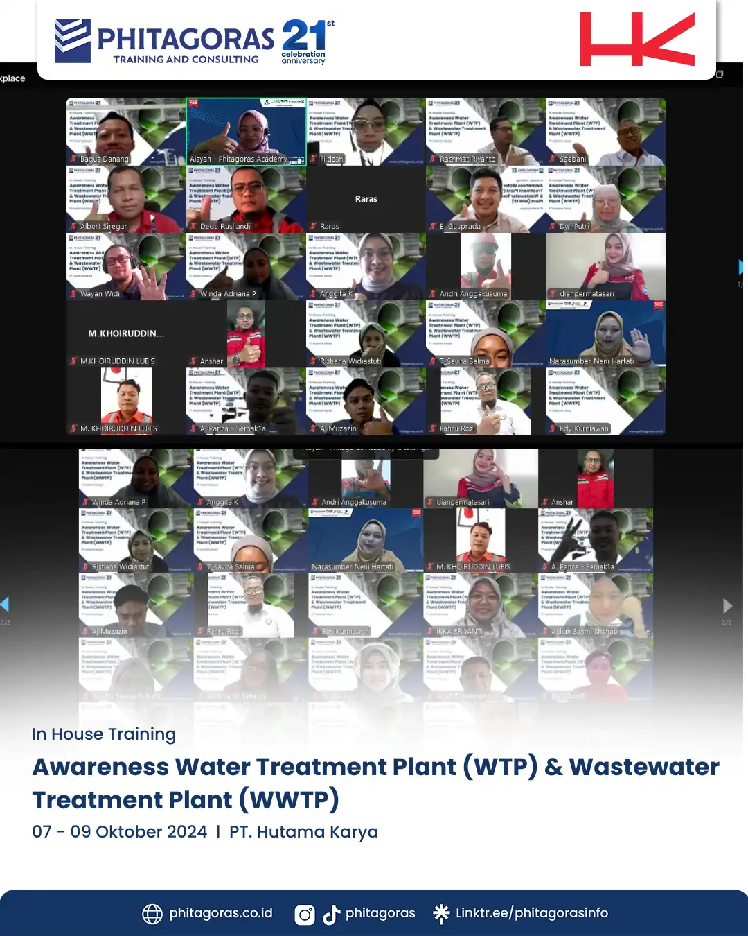 IHT Awareness Water Treatment Plant (WTP) & Wastewater Treatment Plant (WWTP) PT. Hutama Karya 7-9 Okt 2024