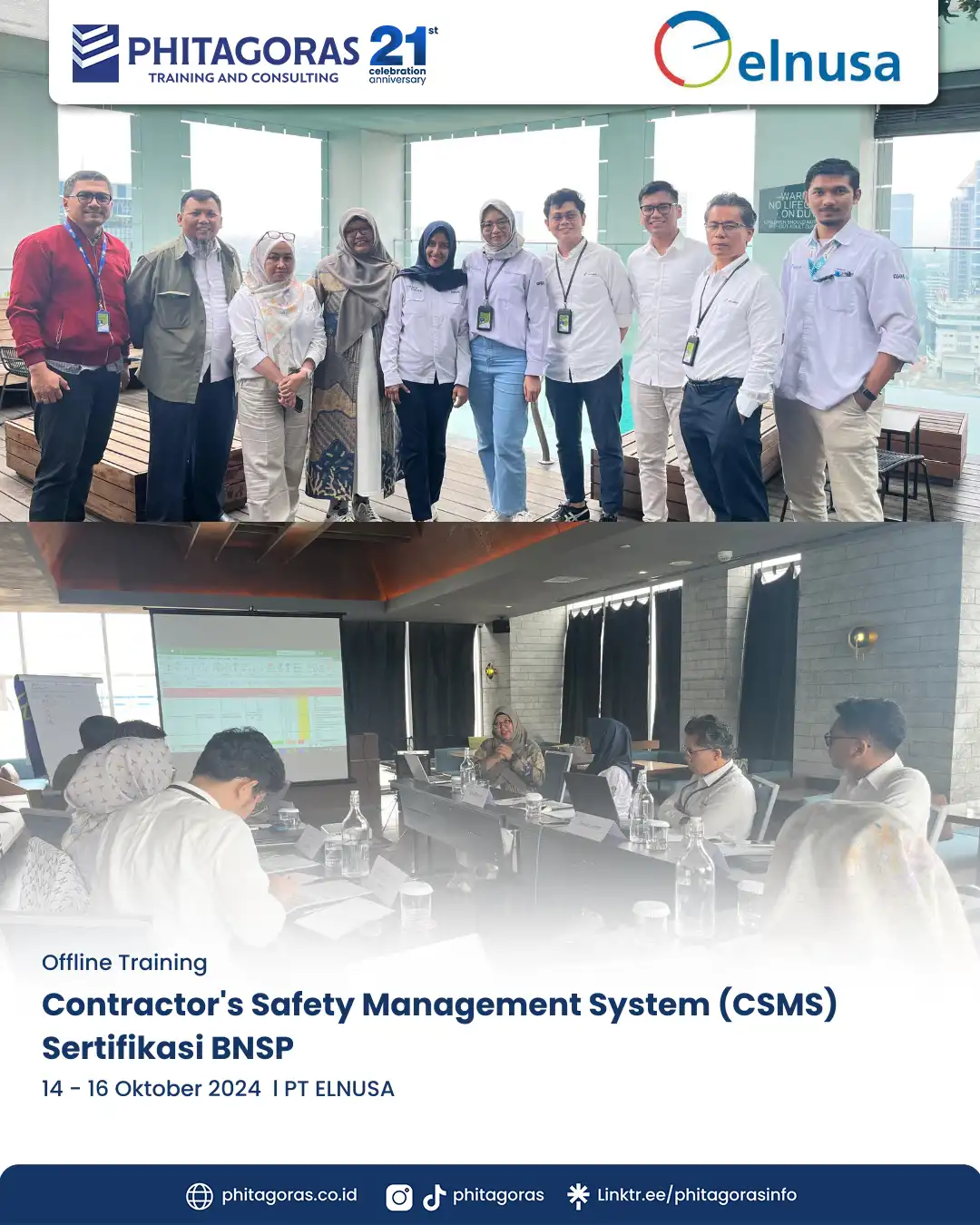 IHT Contractor's Safety Management System (CSMS) Sertifikasi BNSP, PT ELNUSA, 14 - 16 Oktober 2024 at Hotel Aloft Jakarta Selatan.