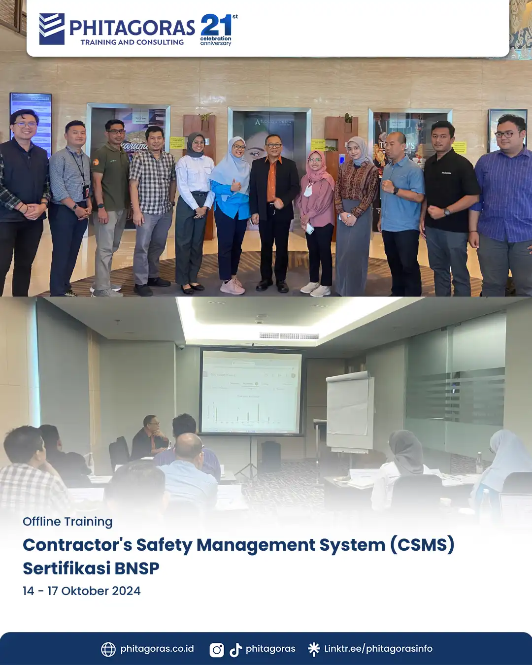 Offline - Jakarta - Public Training Contractor's Safety Management System (CSMS) Sertifikasi BNSP, 14 - 17 Oktober 2024 at Hotel Mercure Simatupang