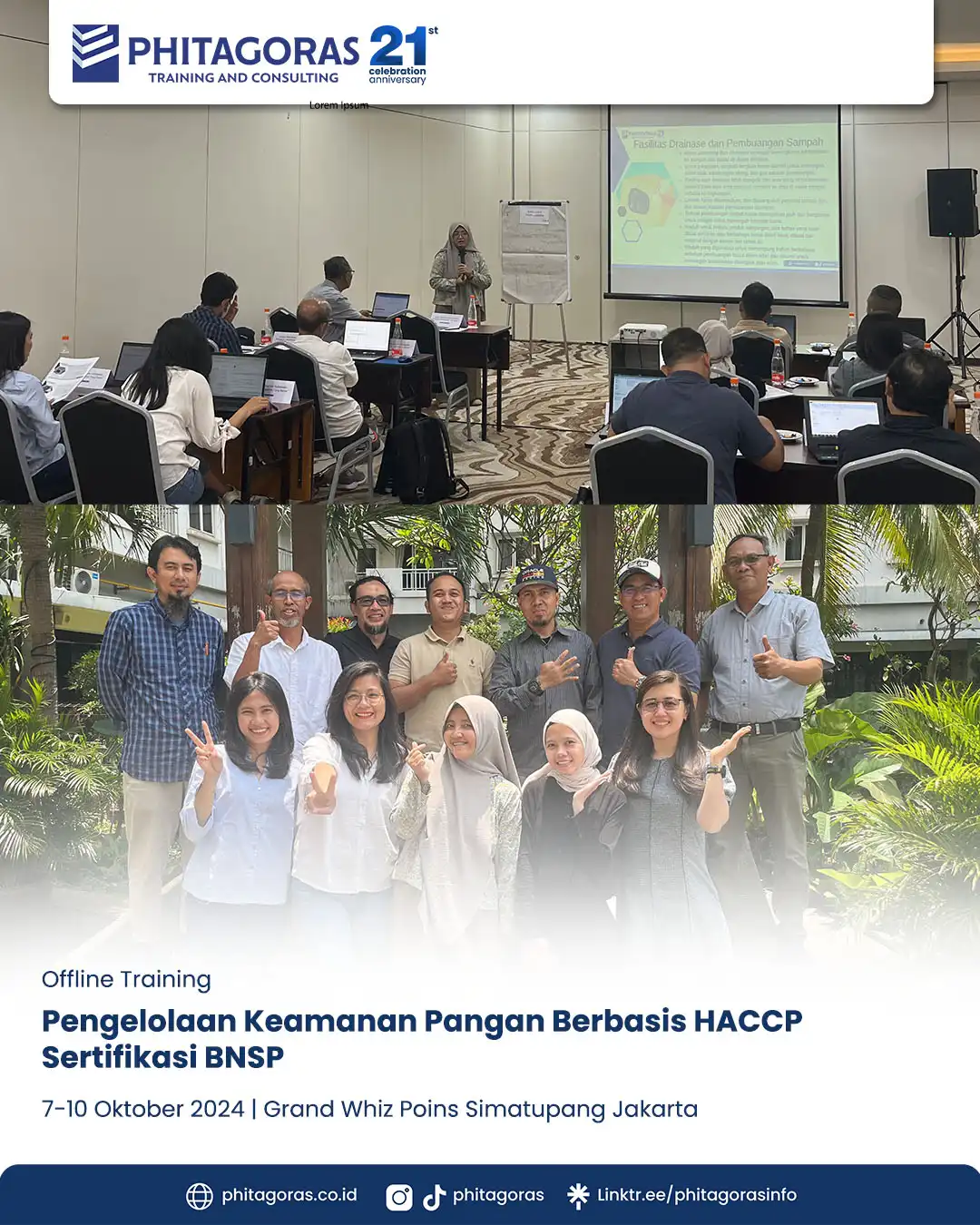 Public Pengelolaan Keamanan Pangan Berbasis HACCP Sertifikasi BNSP, 7 - 10 Oktober 2024.