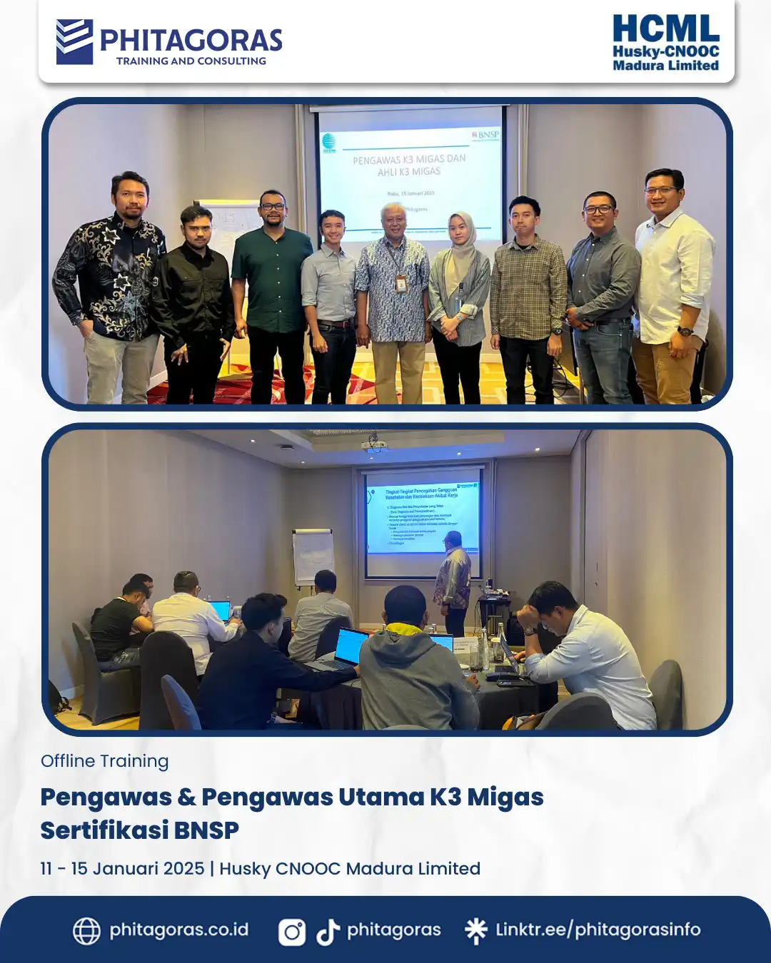 Inhouse training Pengawas & Pengawas Utama K3 Migas Sertifikasi BNSP, Husky CNOOC Madura Limited