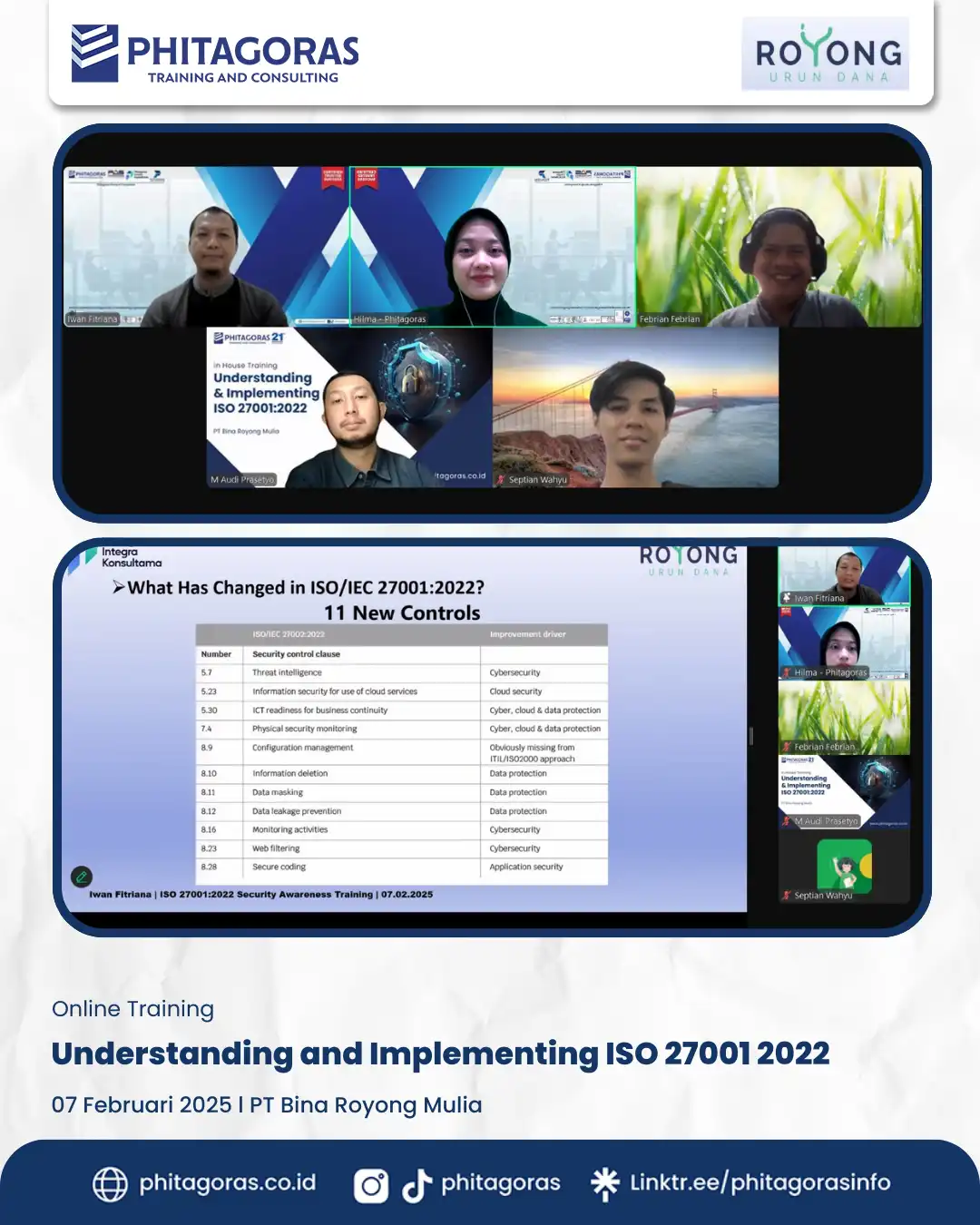 Inhouse Training Understanding and Implementing ISO 27001 2022 - PT Bina Royong Mulia 7 Februari 2025